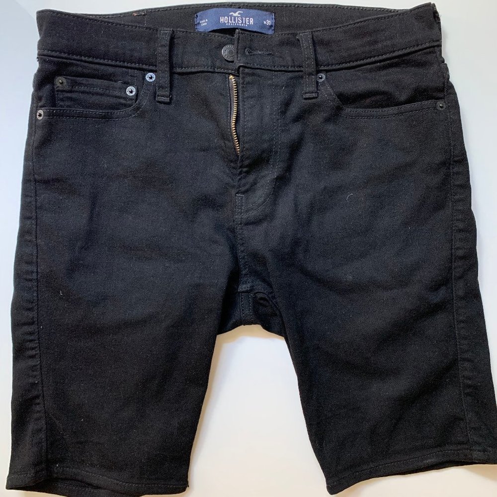 Hollister Super Skinny Denim Short, Black, W31, 9" Inseam
